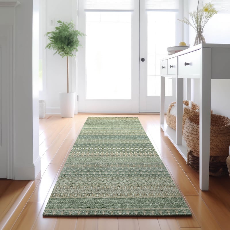 Premium Washable Super Soft Boho Stripes Mayfield Rug - Aloe - 2' 3" x 7' 6" - Runner