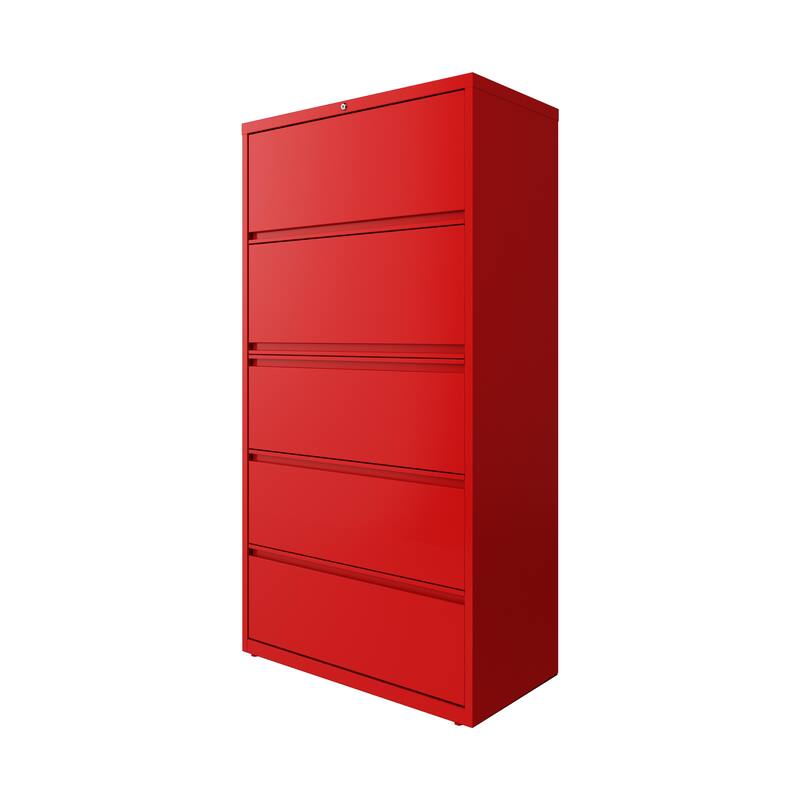 Hirsh 36-in Wide HL10000 Series 5 Drawer Lateral File Cabinet with Posting Shelf and Roll-Out Binder Storage, White