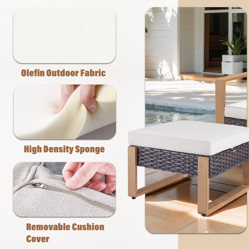 Gymojoy 2 Wicker Ottomans w/Removable Cushions