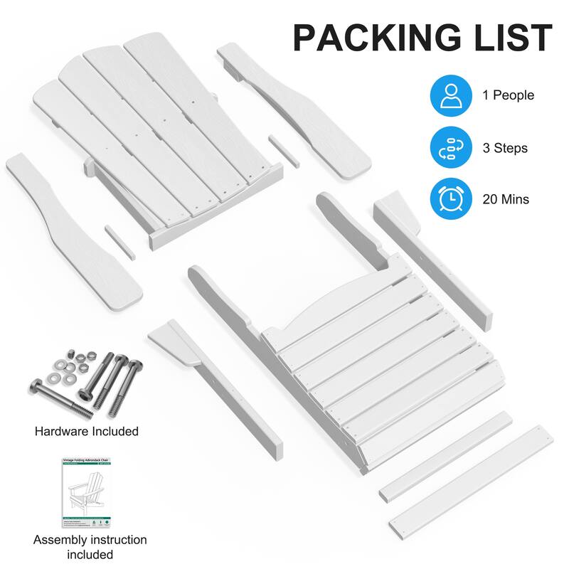 Plastic Folding Outdoor Patio Adirondack Chair With Slat Seat