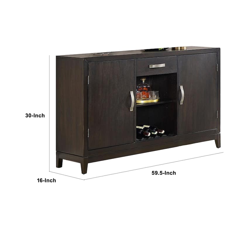 Jefy Sideboard Buffet Server Cabinet, Brown Wood, 2 Cabinets, 1 Drawer