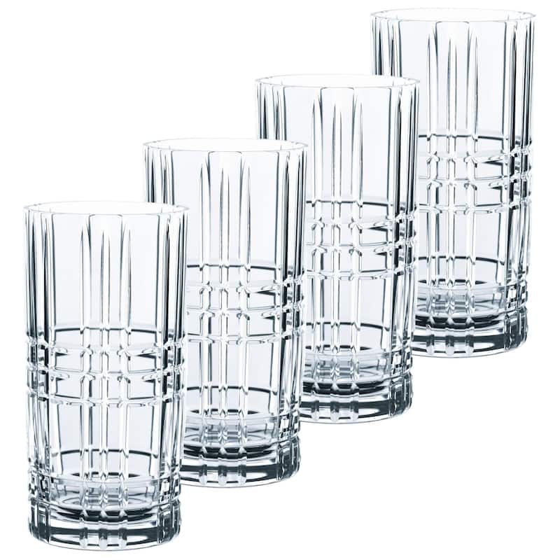 Nachtmann Set of 4 Square Longdrink Glasses - 15 oz - Clear - 15 oz