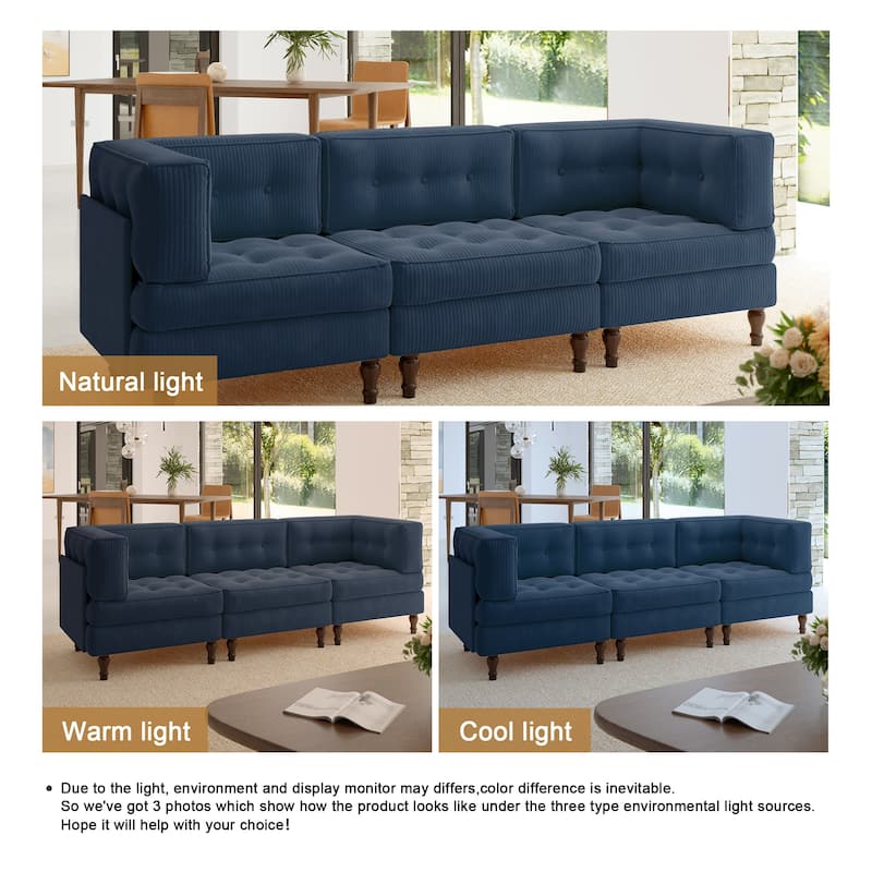Oversized Modular Sectional Corduroy Fabric Tufted Sofa