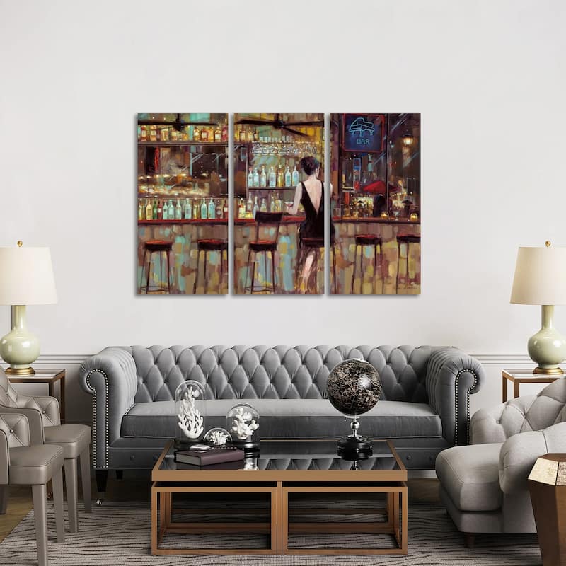 iCanvas "Elegant In Black" by Ruane Manning 3-Piece Canvas Wall Art Set - 40x60x1.5
