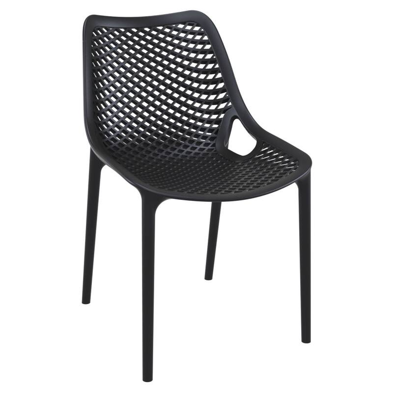 32.25" Black Stackable Outdoor Patio Dining Chair