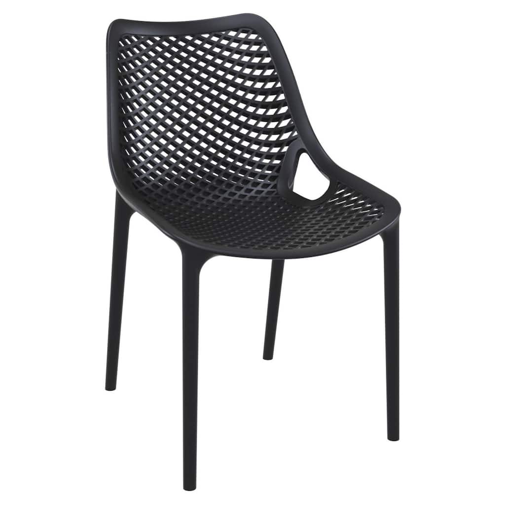 32.25" Black Stackable Outdoor Patio Dining Chair
