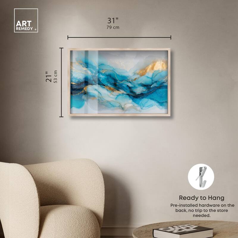 Ethereal Blue and Gold Shadowbox by Art Remedy