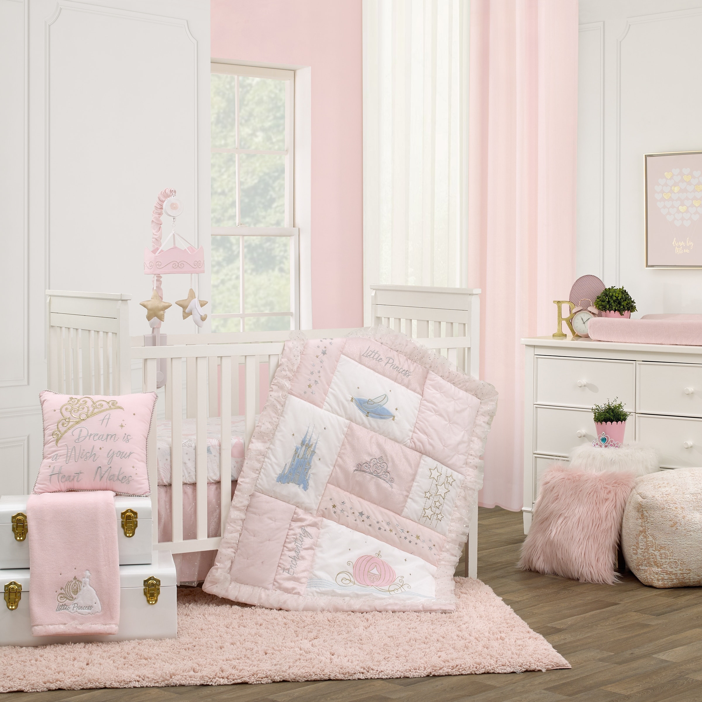 Disney Princess Enchanting Dreams 3 Piece Crib Bedding Set In Pink