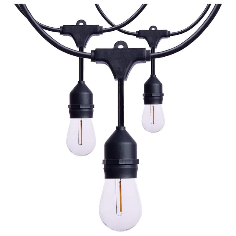 60 Foot LED String Light 24-S14 Lamps Medium Base 2200K CCT Black