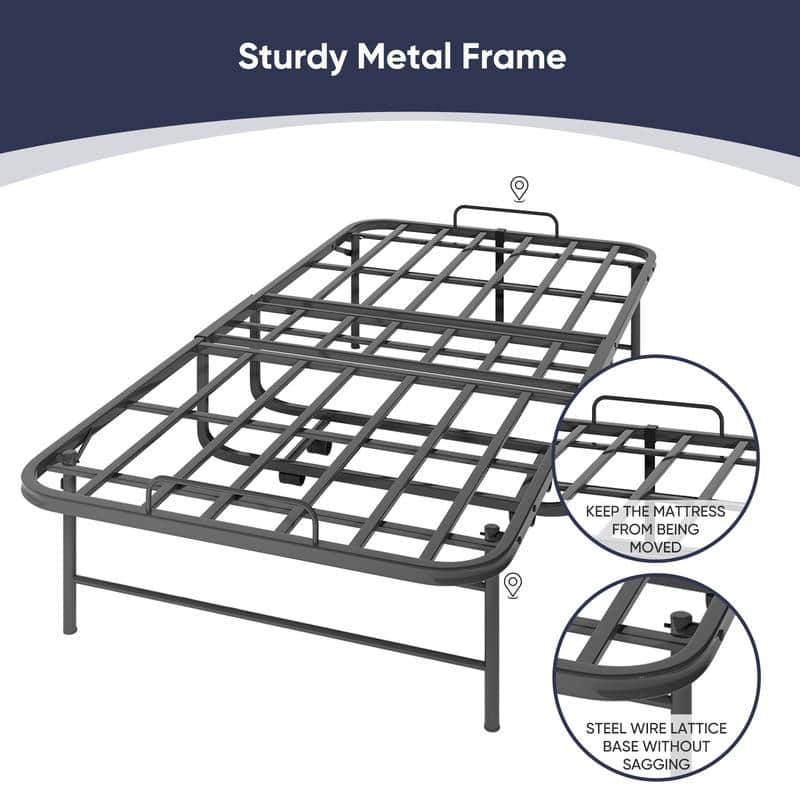 Mixoy Folding Bed with 5''Mattress,Portable Foldable Roll Away Adult Bed for Guest,with Dustproof Bag & Baffle,Twin Size