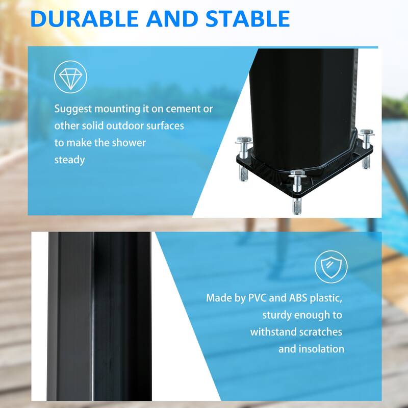 Outsunny 9.2 Gallon Solar Heated Shower with Free-Rotating Shower Head and Foot Shower Faucet, Hot and Cold Adjustment