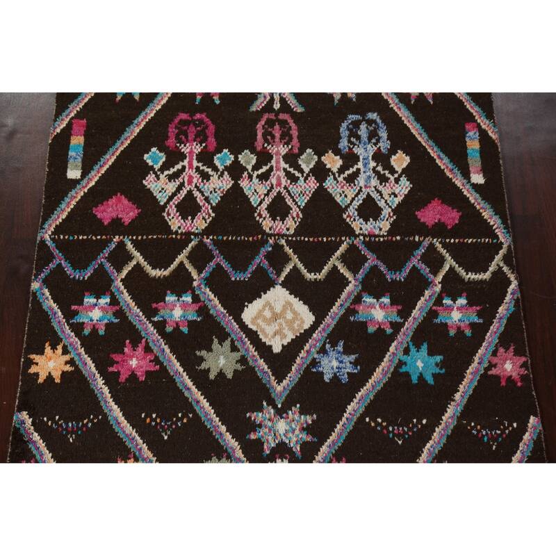 Geometric Tribal Moroccan Area Rug Hand-knotted Oriental Wool Carpet - 5'10" x 9'7"