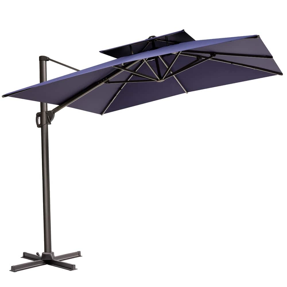 11 x 9 ft Outdoor Aluminum Patio Cantilever Offset Umbrella with 360-degree Rotation and 6 Shade Angles