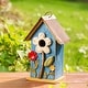 preview thumbnail 28 of 62, Glitzhome 10"H Multicolor Cute Distressed Solid Wood Birdhouse with 3D Flowers