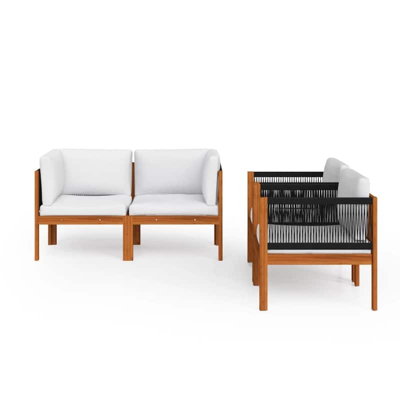 vidaXL Patio Lounge Set Outdoor Sectional Sofa with Cushions Solid Acacia Wood