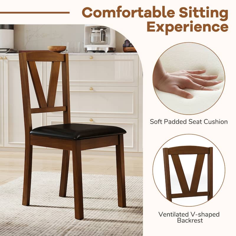 Costway Dining Chairs Set of 2/4 PU Leather Dining Room Chairs with