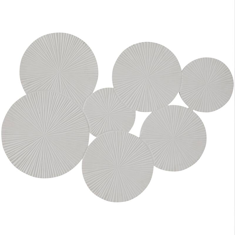 Wood Plate Carved Pinwheel Home Wall Decor - Black or White - Roche River Decor - White - 53"W, 39"H