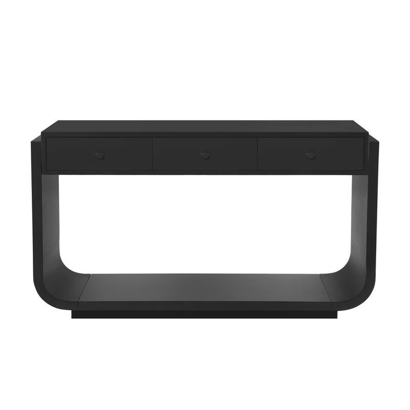 Mid-Century Modern Console Table with 3 Storage Drawers and Display Shelf for Entryway or Living Room Use