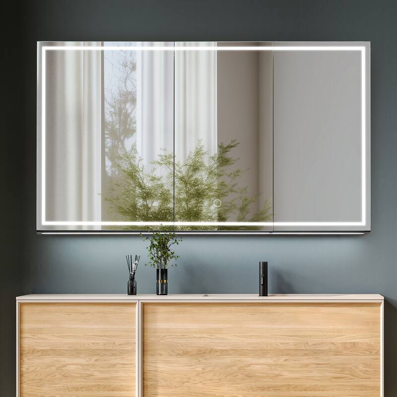 Hesili Rectangular Frameless LED Lighted Bathroom Mirror Medicine Cabinet