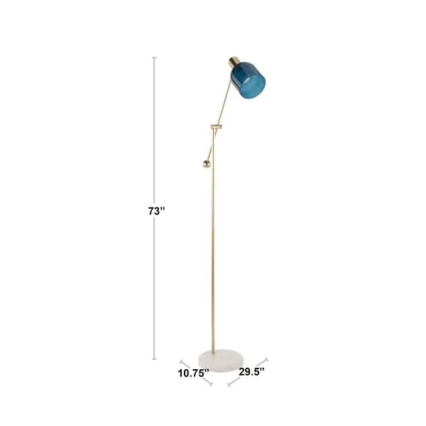 Marcel Contemporary Floor Lamp with Glass Shade and Marble Base