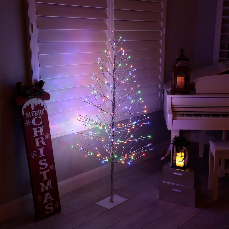 Alpine Corporation 60"H Indoor/Outdoor Artificial Christmas Tree with LED Lights - Multi