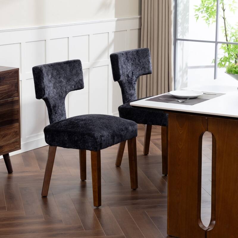 Mid Century Modern Dining Chairs Set of 2, Farmhouse Linen Fabric Upholstered Accent Chair