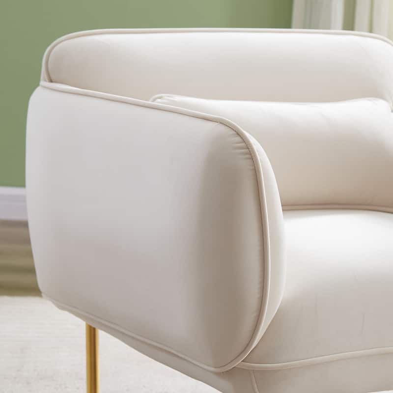 Velvet Upholstered Accent chairs with Metal Legs