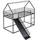 preview thumbnail 4 of 26, Modern Black Twin Over Twin House Bunk Bed With Convertible Ladder and Slide