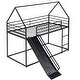 preview thumbnail 4 of 26, Twin over Twin House Bunk Bed with Ladder and Slide House Shaped Bunk Bed Frame with Lenght Guardrail, No Box Spring Needed