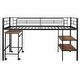preview thumbnail 8 of 13, Black Twin Size Metal Loft Bed with Desk and Shelves for Kids, Teens, Girls, Boys