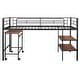 preview thumbnail 4 of 26, Twin Size Platform Bed with Rolling Desk and Bookshelf, Metal Loft Bed Frame with Full-Length Guardrails and Ladder