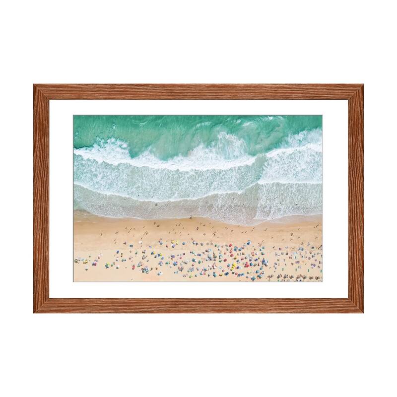iCanvas "Aerial Summer Beach" by Sisi & Seb PFA - Walnut - 16x24x1