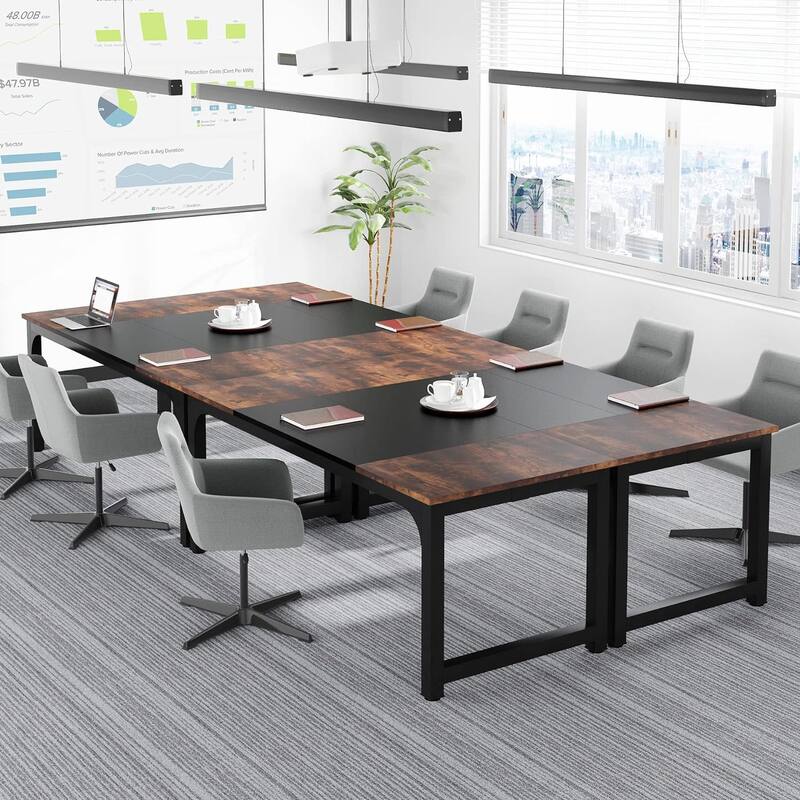 70.8" Executive Office Desk, Large Modern Computer Workstation with Thick Metal Frame
