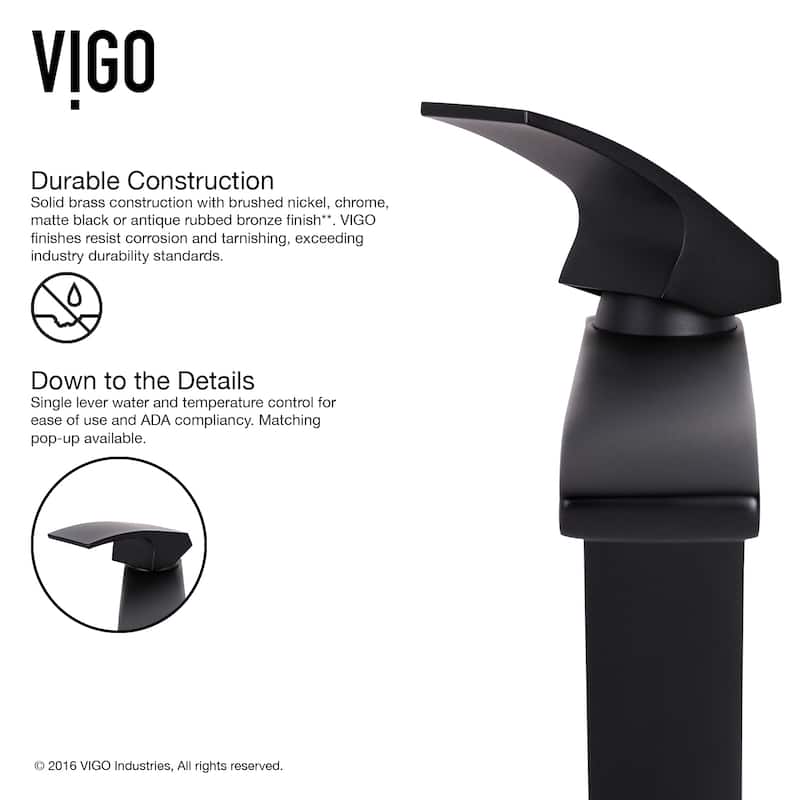 VIGO Giovanni 17"L x 17"W Glass Vessel Sink and Blackstonian 12"H Faucet Set