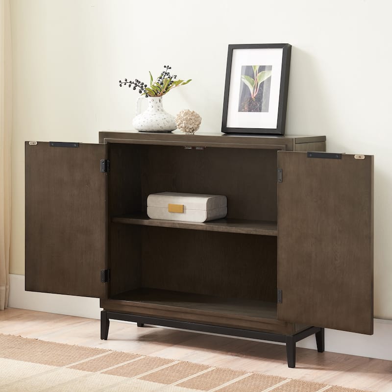 Leick Home 10143-GRBLK Emmett Mixed Metal and Wood Foyer Cabinet,