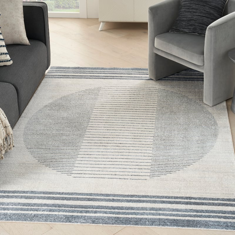 Nourison Astra Machine Washable Linear Area Rug - 5' 3" x 7' - Blue - Rectangle