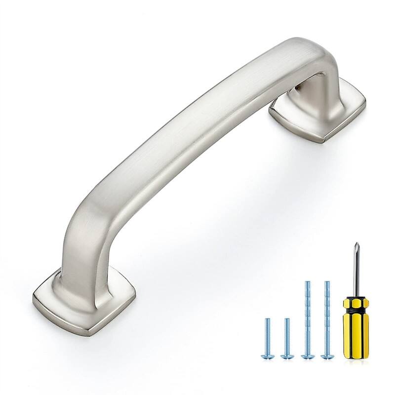 10 Pack Solid 3 Inch Drawer Pulls - 3.75"L x 0.64"W - Brushed Nickel