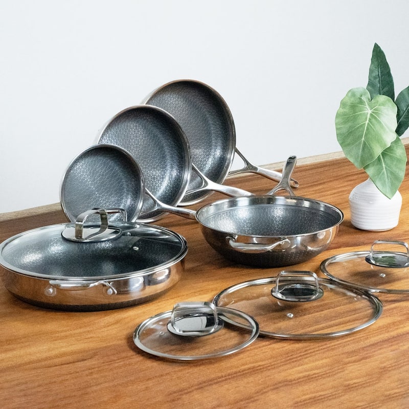 DiamondClad 9pc Hybrid Nonstick Stainless Steel Fry Pan Cookware Set