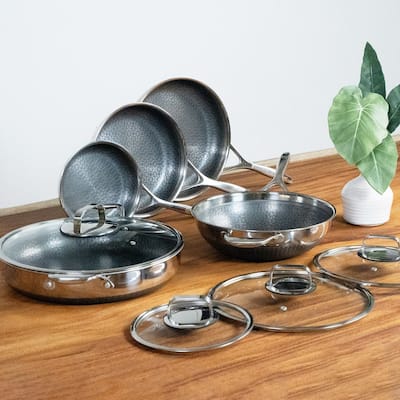 DiamondClad 9pc Hybrid Nonstick Stainless Steel Fry Pan Cookware Set