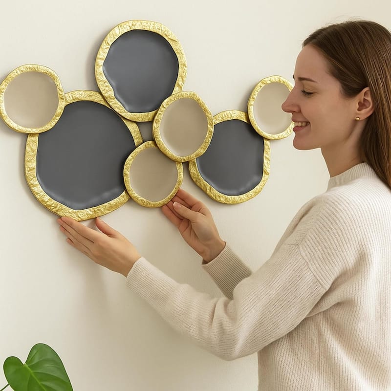 Aria Home Gold Brown Abstract Ring Luisay Metal Wall Art Modern Decor