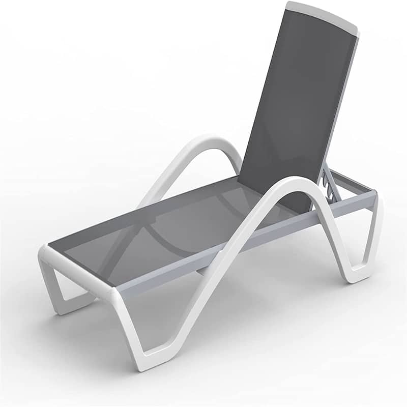 Patio Chaise Lounge Adjustable Aluminum Pool Lounge Chairs with Arm