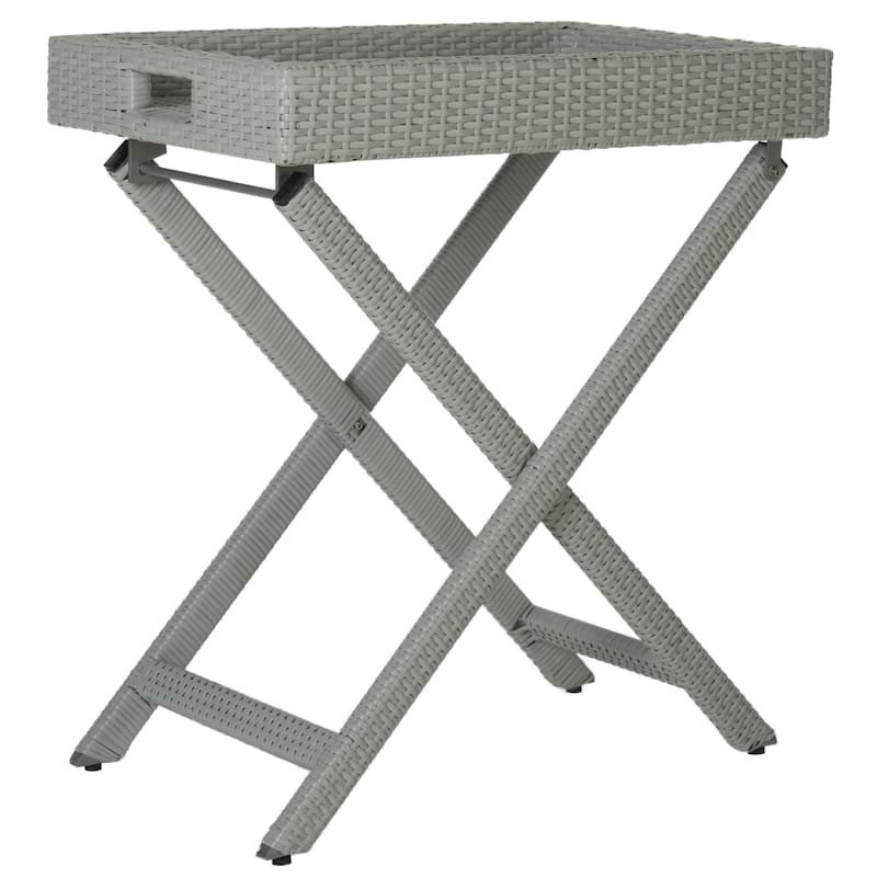 SAFAVIEH Outdoor Hygerta Folding Tray Side Table - 28Wx18Dx32H