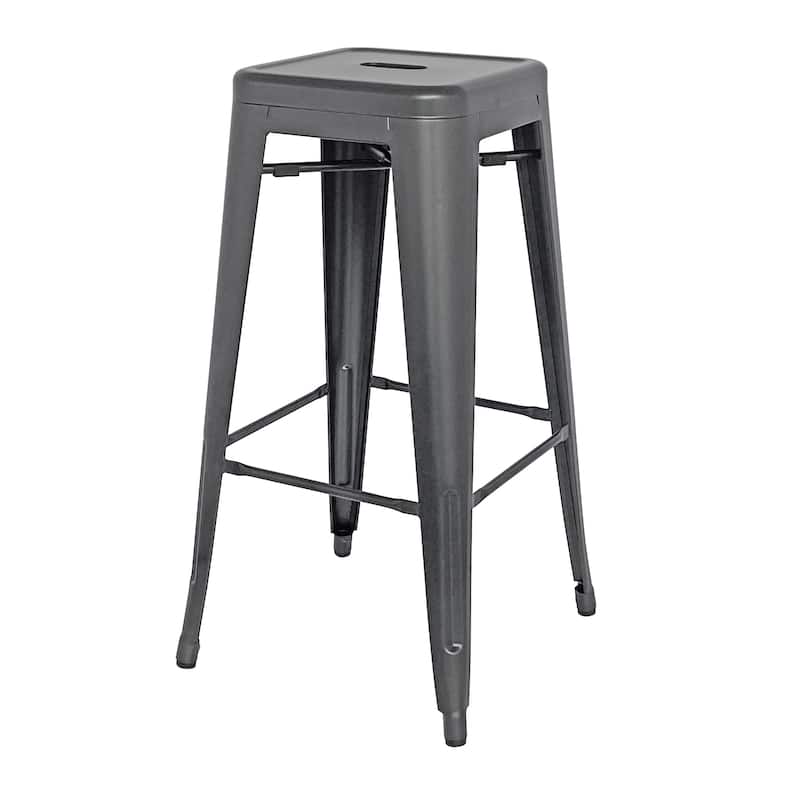 NPD Furniture Metropolis Metal Backless Bar Stool (Set of 4) - Set of 4 - Gunmetal Grey - Bar Height