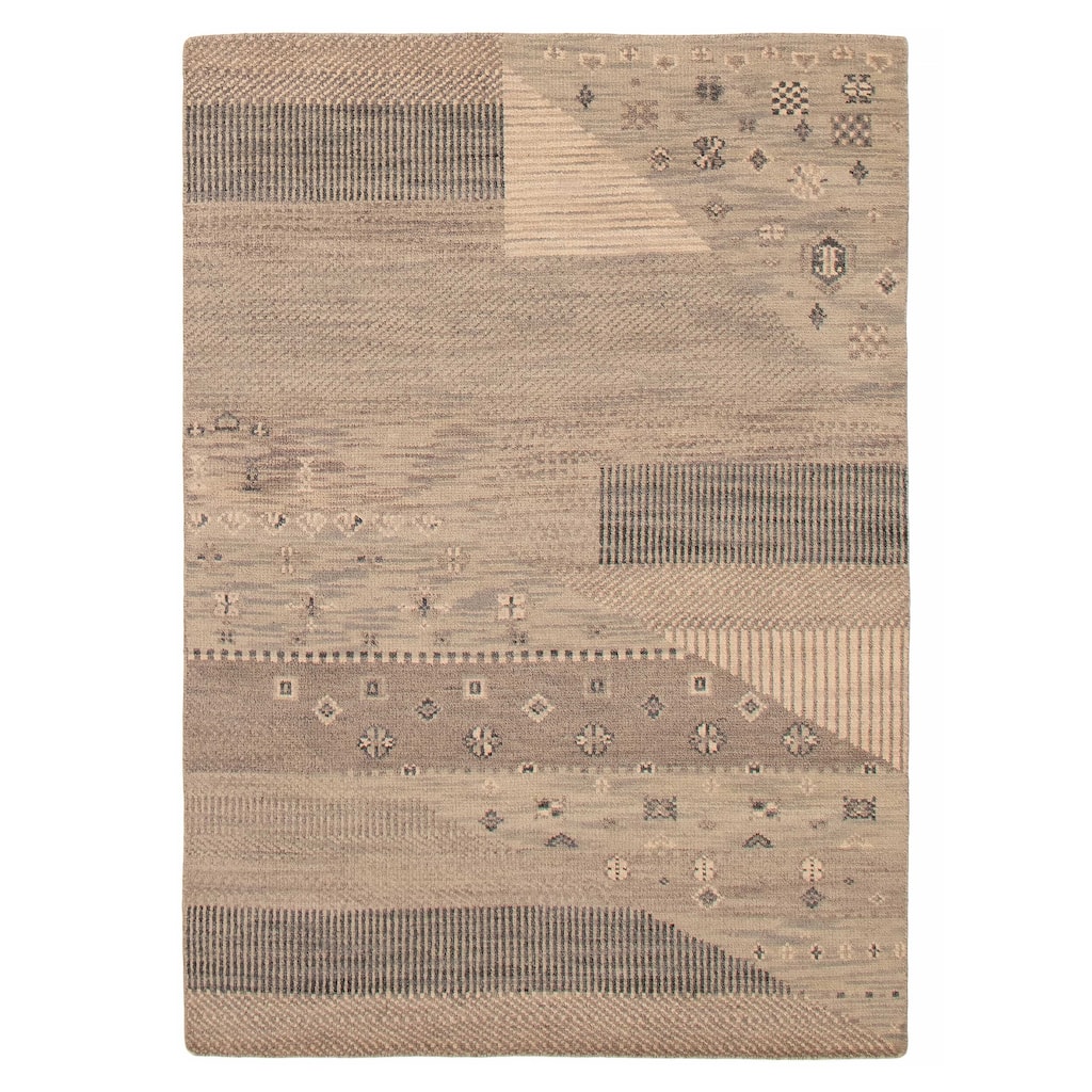 ECARPETGALLERY Hand-knotted Tangier Light Grey Wool Rug - 5'3 x 7'6