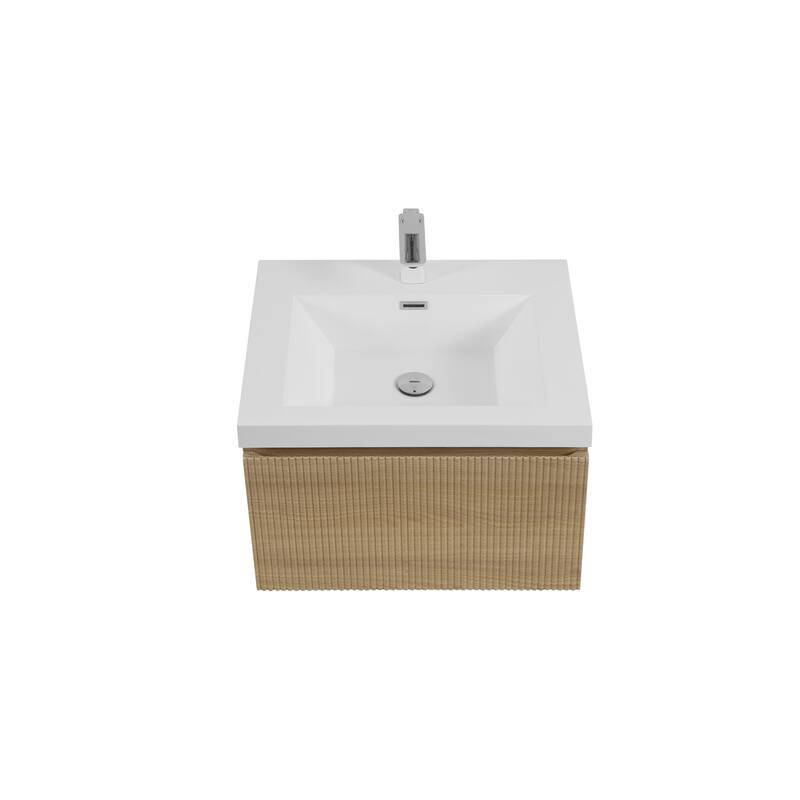 Wall Mounted Bathroom Vanity with Solid Surface Sink
