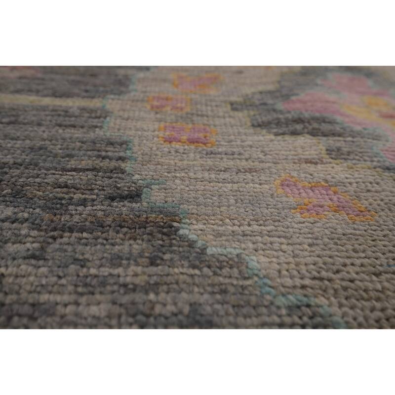 All-Over Gray Oushak Vegetable Dye Large Area Rug Handmade Wool Carpet - 10'1"x 13'8"