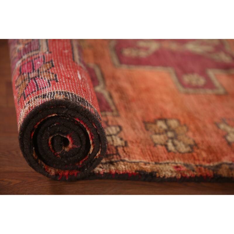 Meshkin Persian Vintage Runner Rug Handmade Wool Carpet - 3'1"x 9'6"