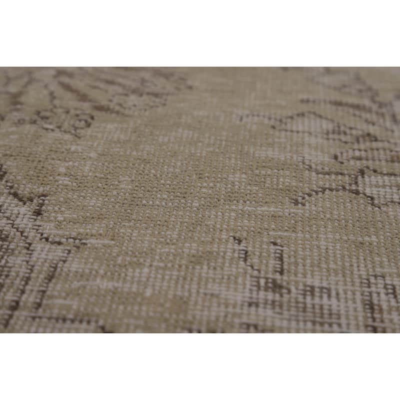 Tabriz Persian Vintage Area Rug Handmade Beige Wool Carpet - 9'4" x 12'10"