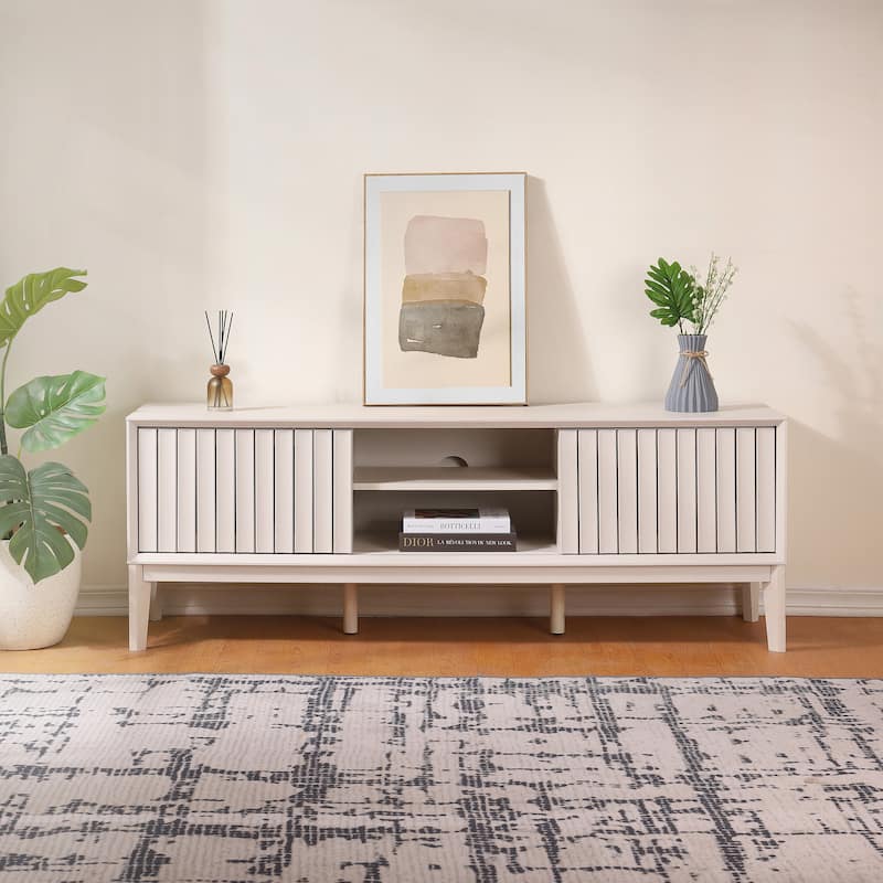 Damien 58 in. Farmhouse 3-Storage Sliding Door TV Stand Fits TVs up to 65 in. with Cable Management, by JONATHAN Y - 58"