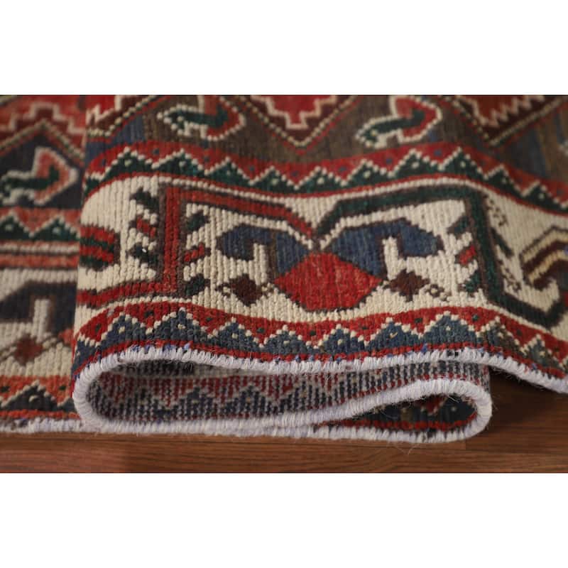 Geometric Bakhtiari Persian Vintage Rug Handmade Tribal Wool Carpet - 4'11"x 10'1"